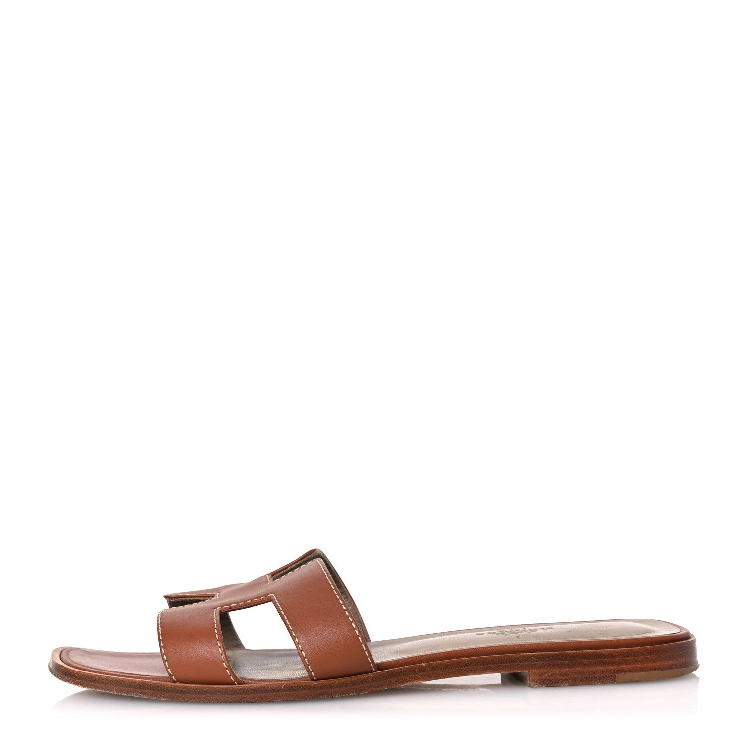Hermes Box Calfskin Oran Sandals 37 Gold 1 of 14