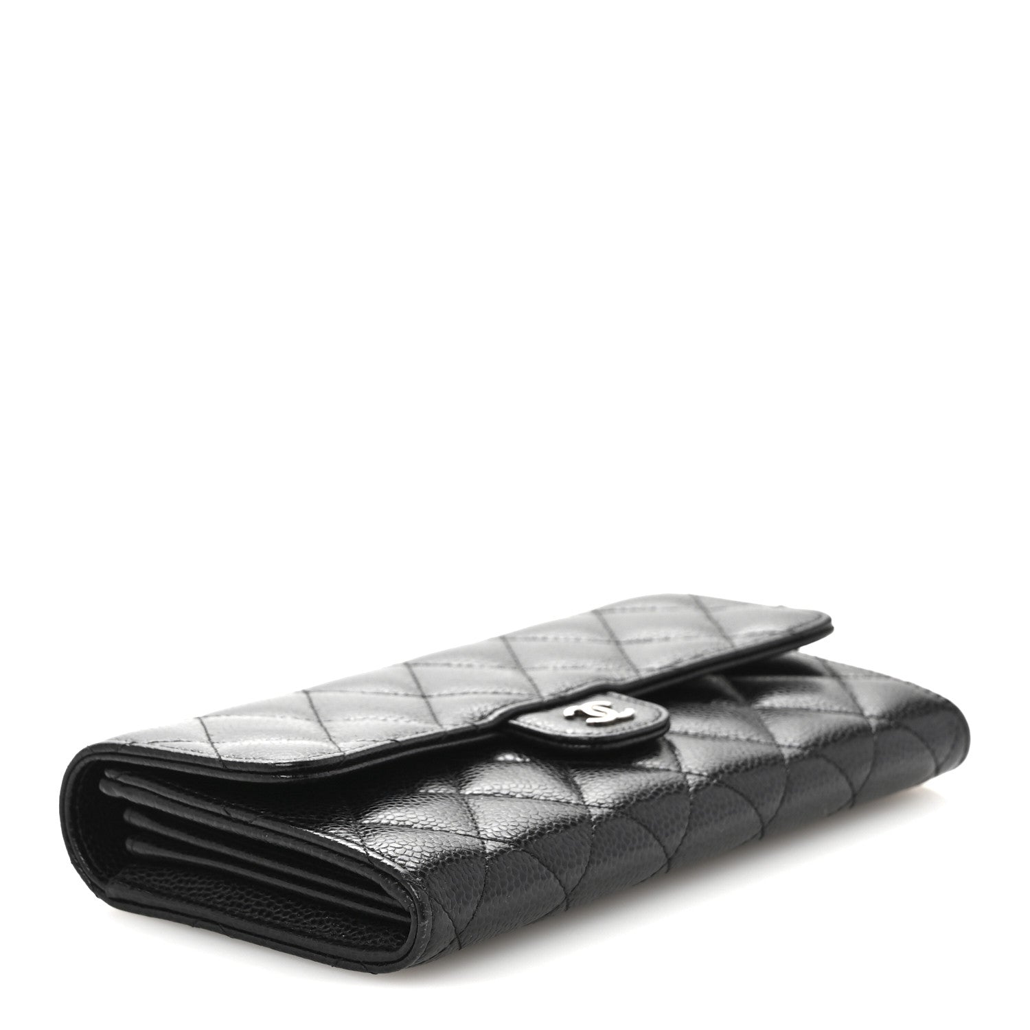 Chanel Caviar Quilted Large Gusset Flap Wallet Black 4 of 12