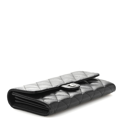 Chanel Caviar Quilted Large Gusset Flap Wallet Black 4 of 12