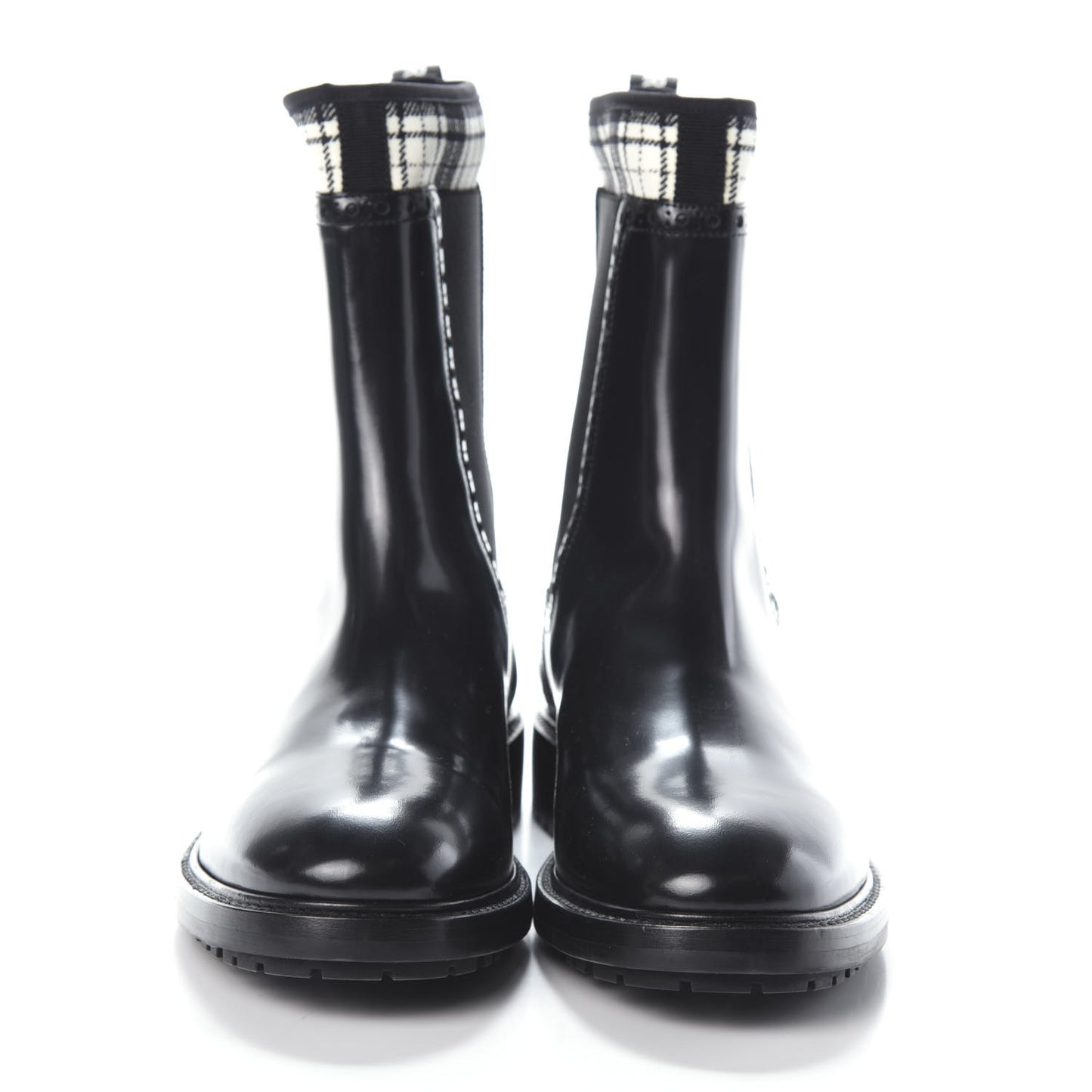 Calfskin Tartan D-Order Low Boot 40 Black Off White