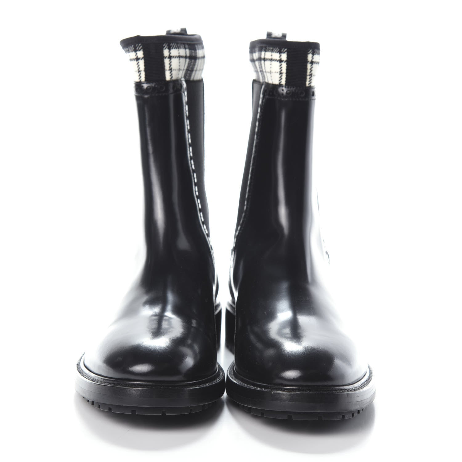 Christian Dior Calfskin Tartan D-Order Low Boot 40 Black Off White 2 of 6