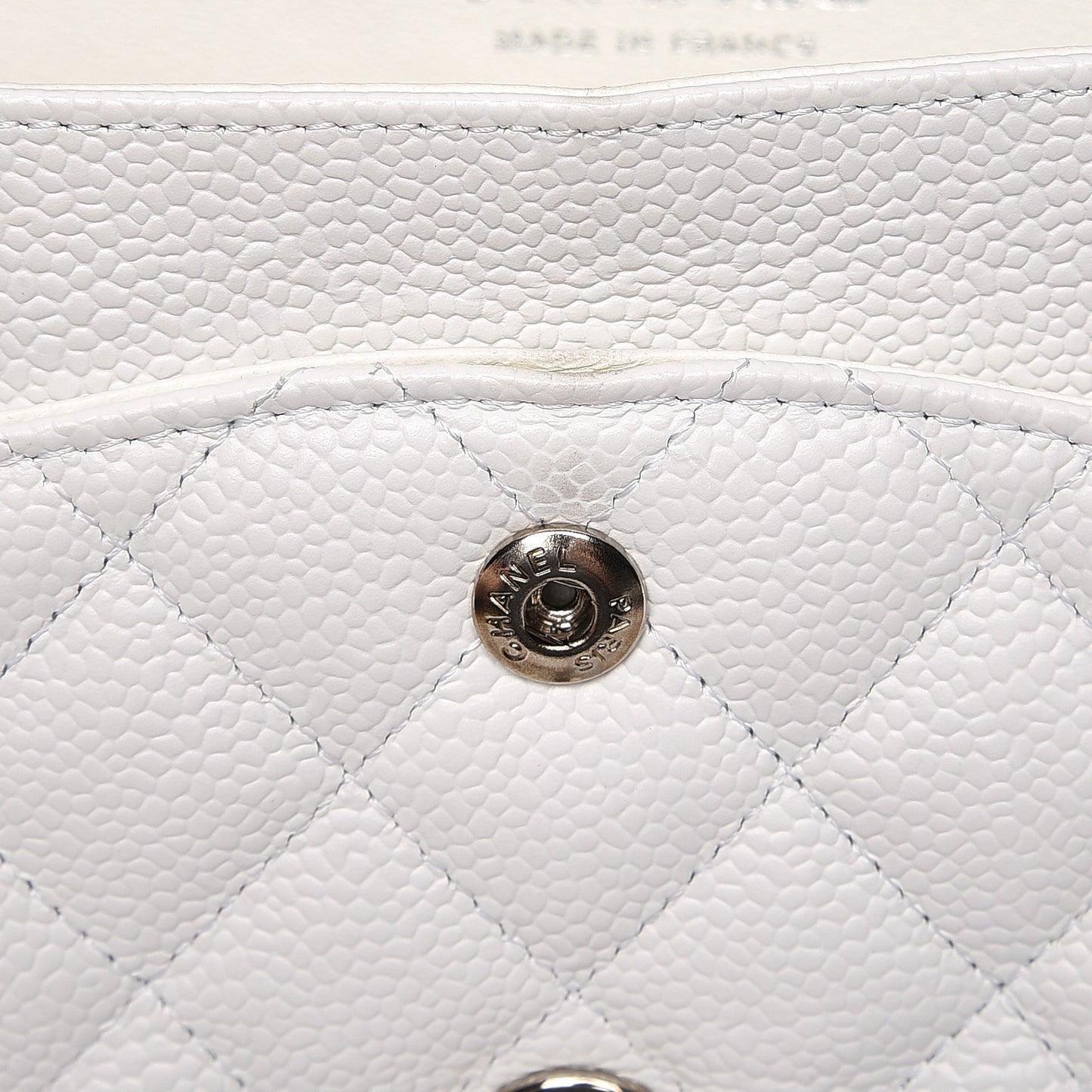 Caviar Quilted Medium Double Flap White