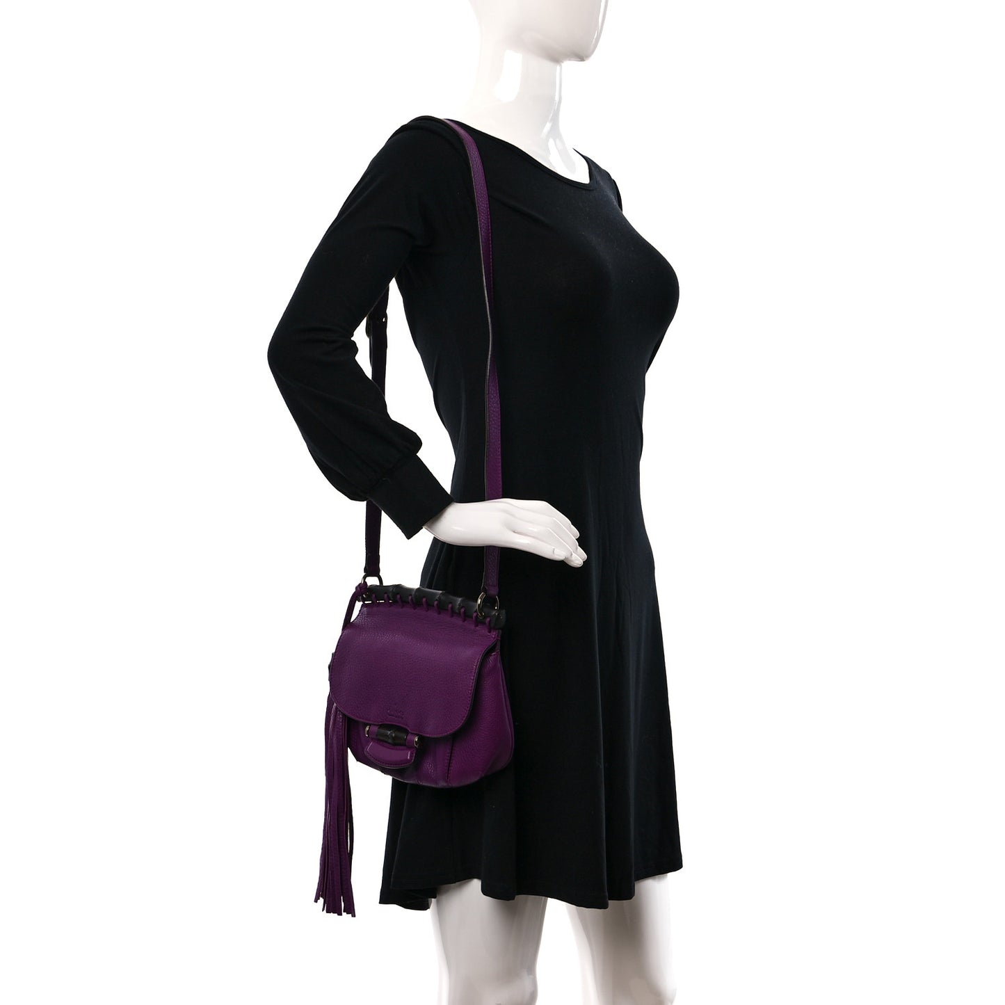 Calfskin Small Nouveau Fringe Shoulder Bag Purple