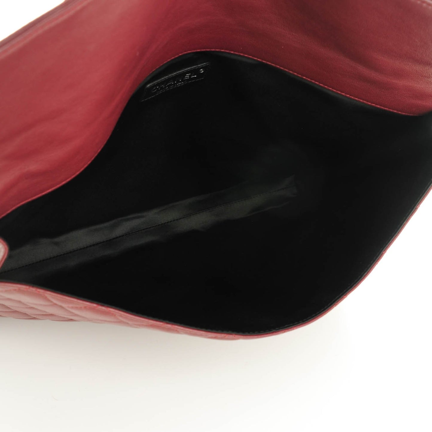 Calfskin Quilted Document Portfolio Holder Dark Red