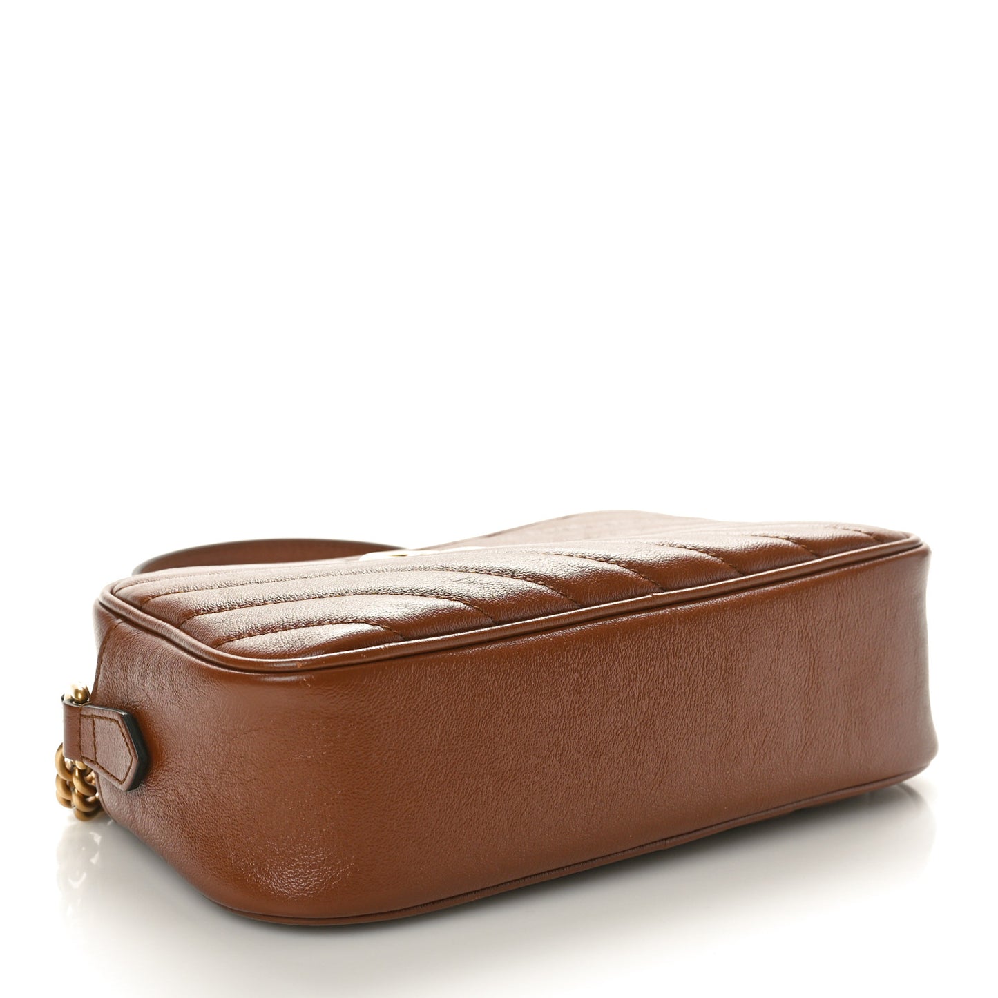 Glazed Calfskin Matelasse Diagonal Small GG Marmont Chain Shoulder Bag Cuir
