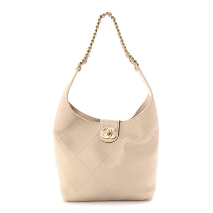 Chanel Shiny Lambskin Quilted Small Hobo Beige 1 of 11
