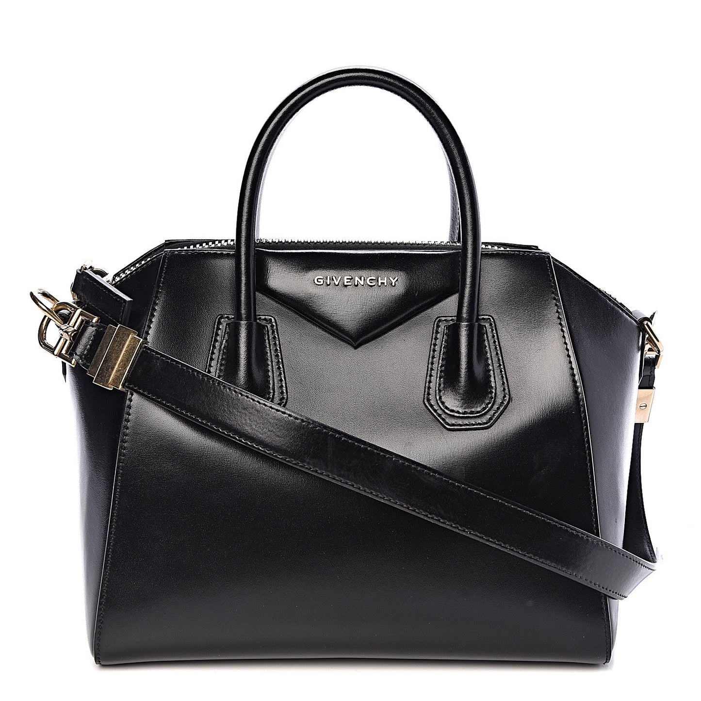 Shiny Lord Calfskin Small Antigona Black