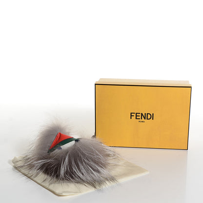 Fendi Silver Fox Fur Vitello Elite Monster Bag Bug Cube Charm Multicolor 4 of 9