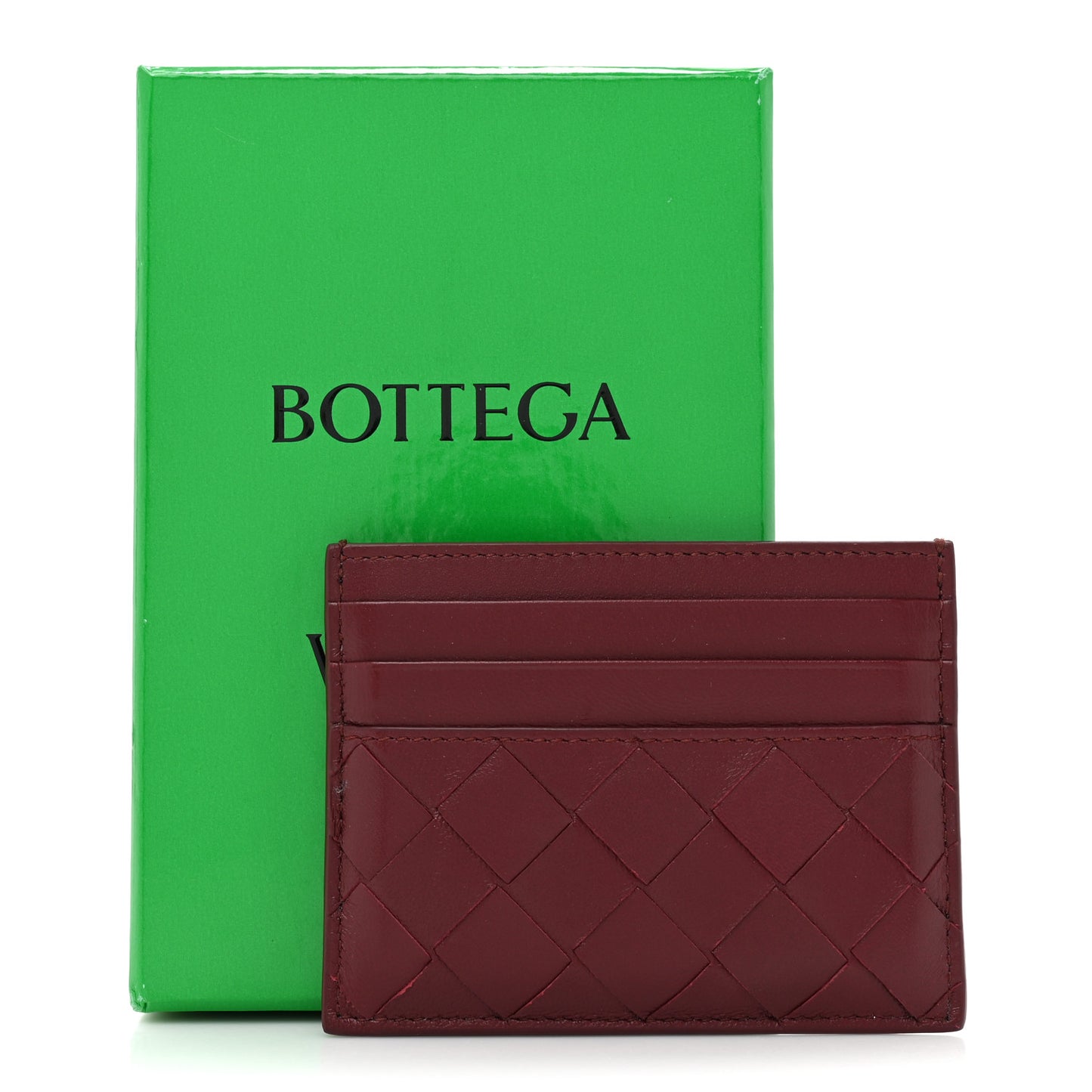 Nappa Intrecciato Card Holder Bordeaux