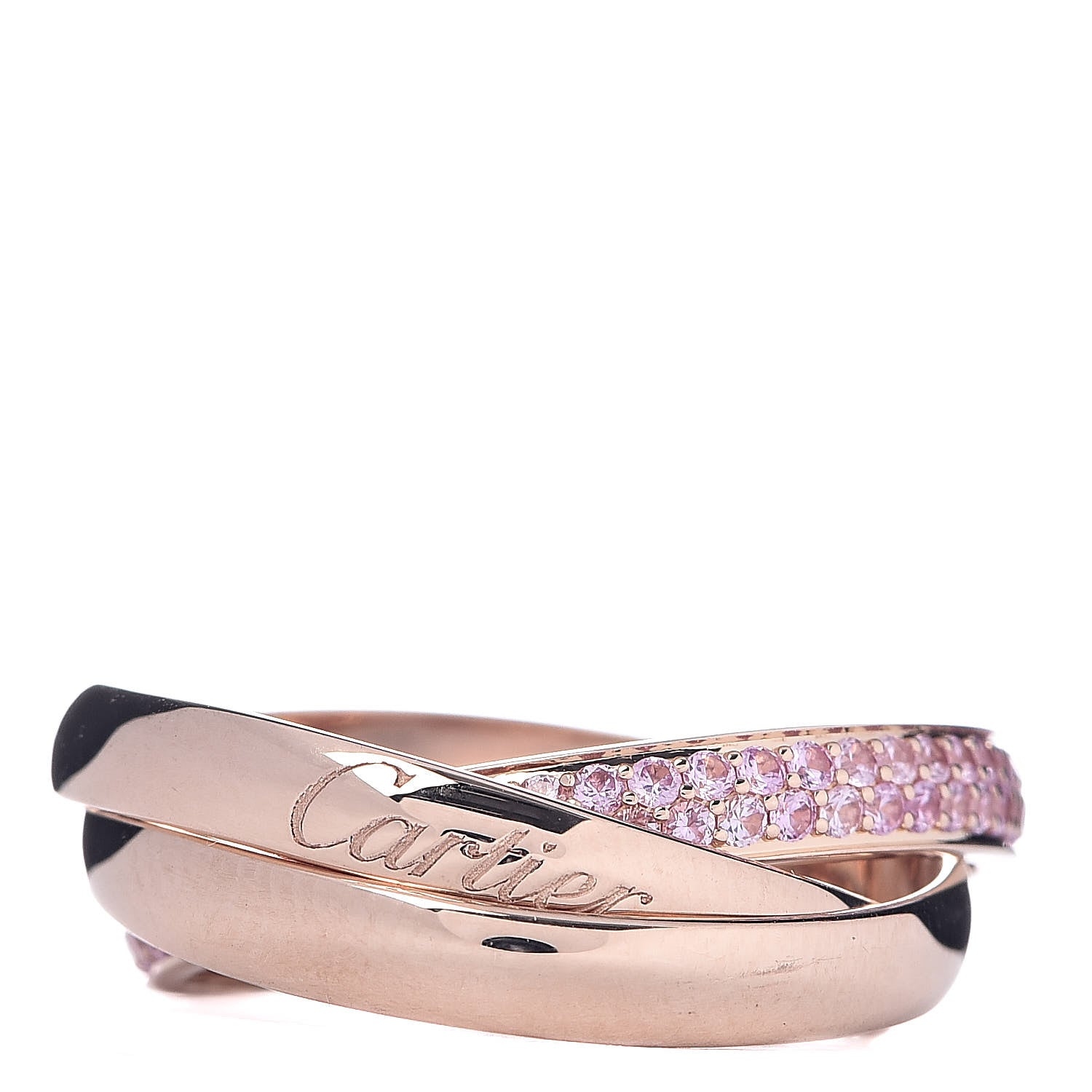 Cartier 18K Pink Gold Pink Sapphire Trinity Ring 50 5.25 3 of 5
