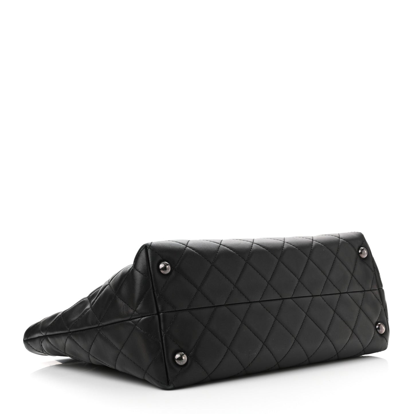 Calfskin Quilted Small Shopping In Chains Tote Black