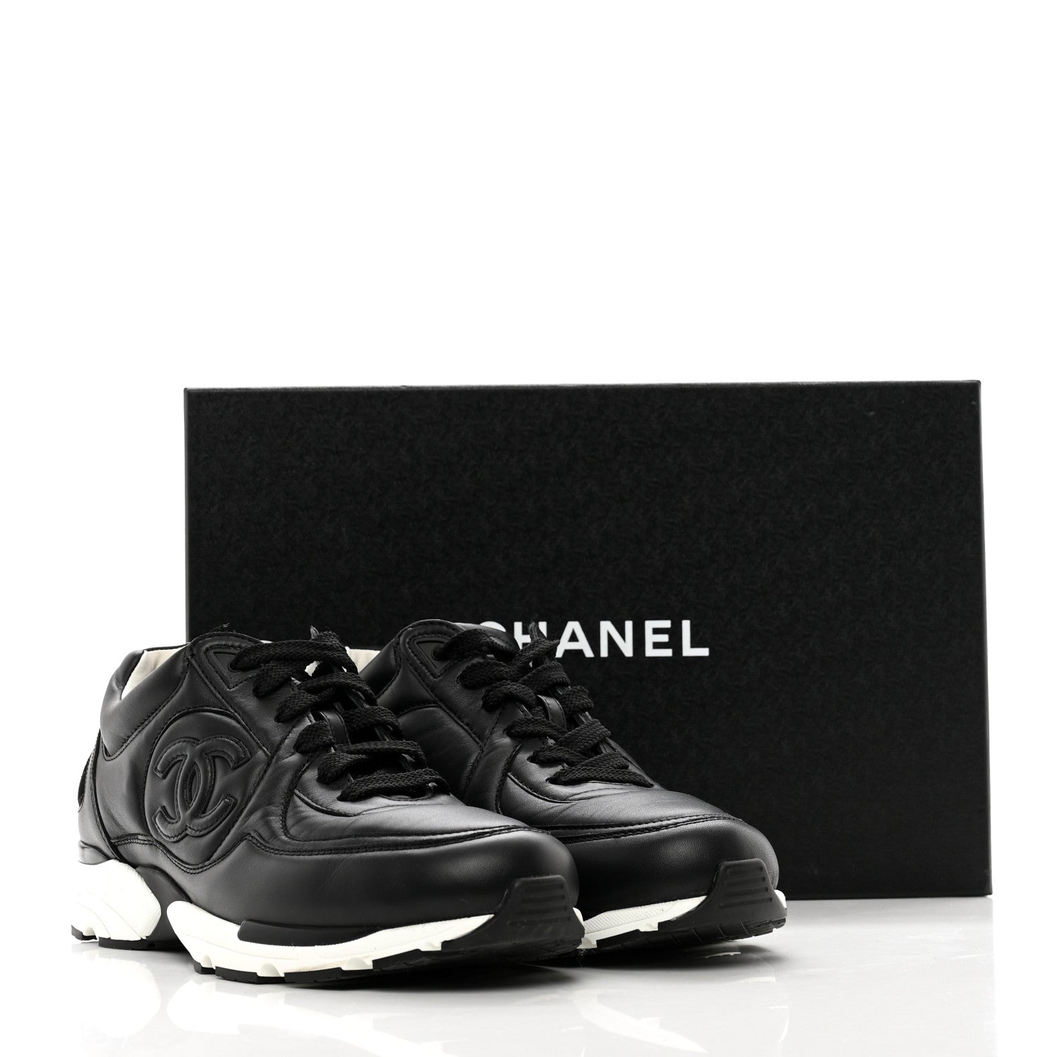 Chanel Calfskin CC Sneakers 40 Black 10 of 10