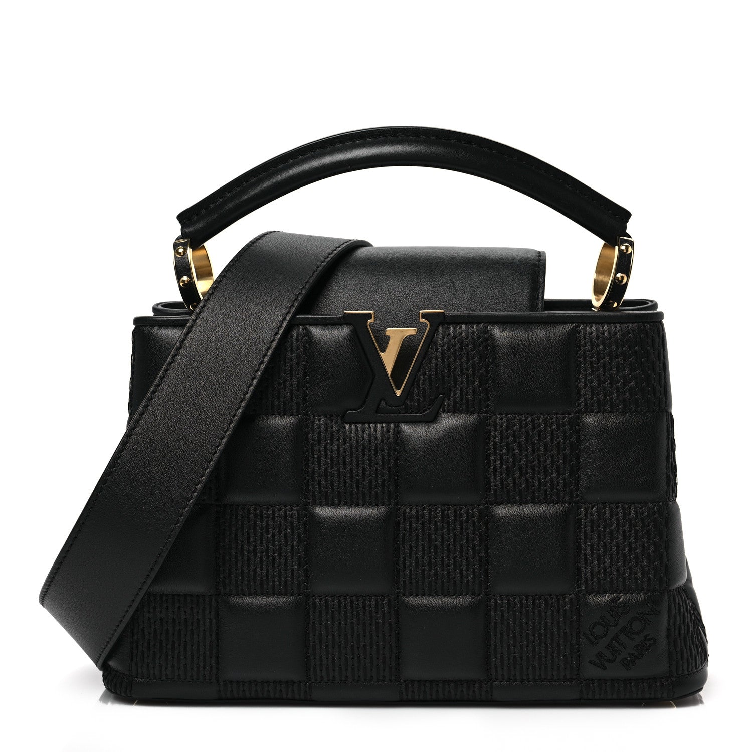 Louis Vuitton Lambskin Damier Quilt Capucines BB Matte Black 1 of 7