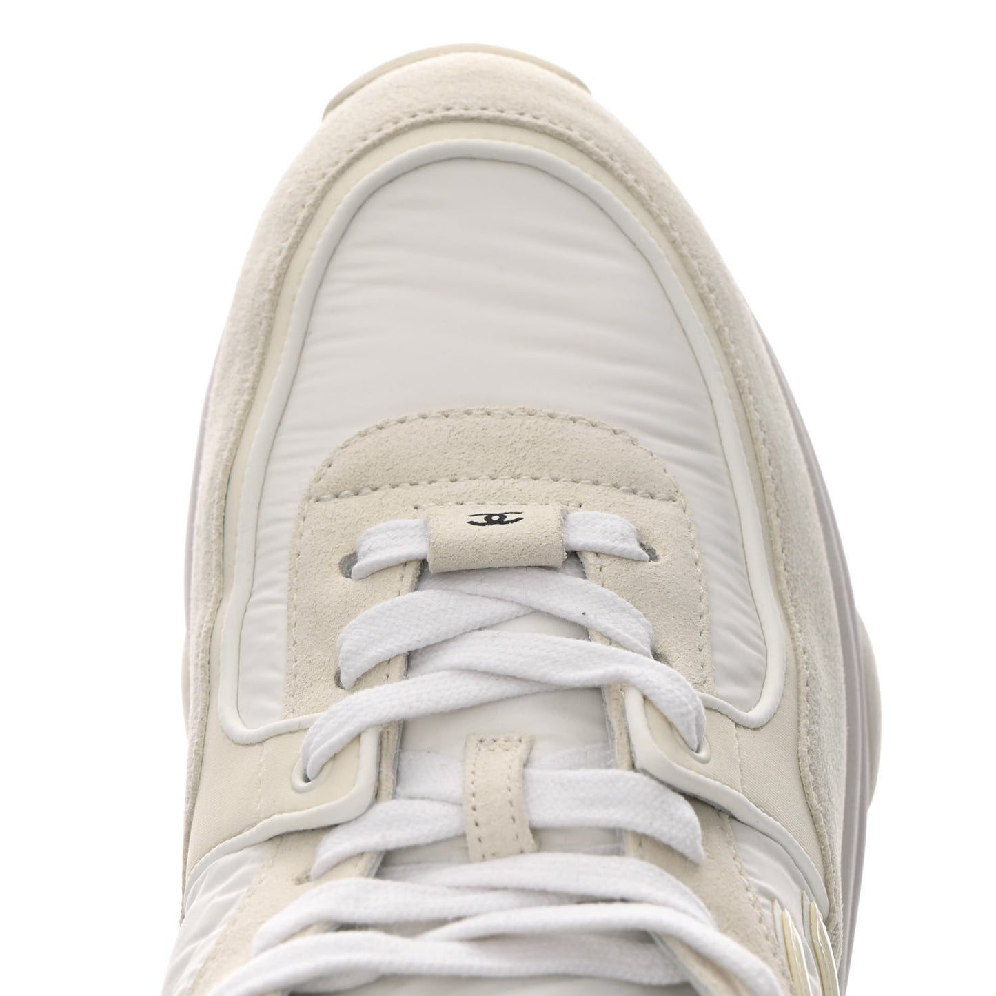 Suede Calfskin Fabric CC Sneakers 38 White