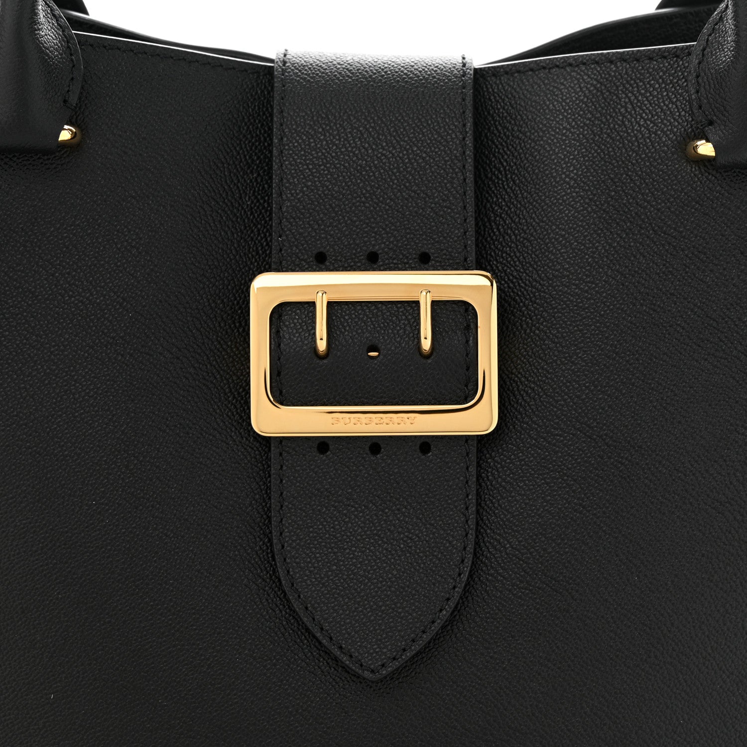 Burberry Soft Grain Calfskin Medium Buckle Tote Black 8 of 11
