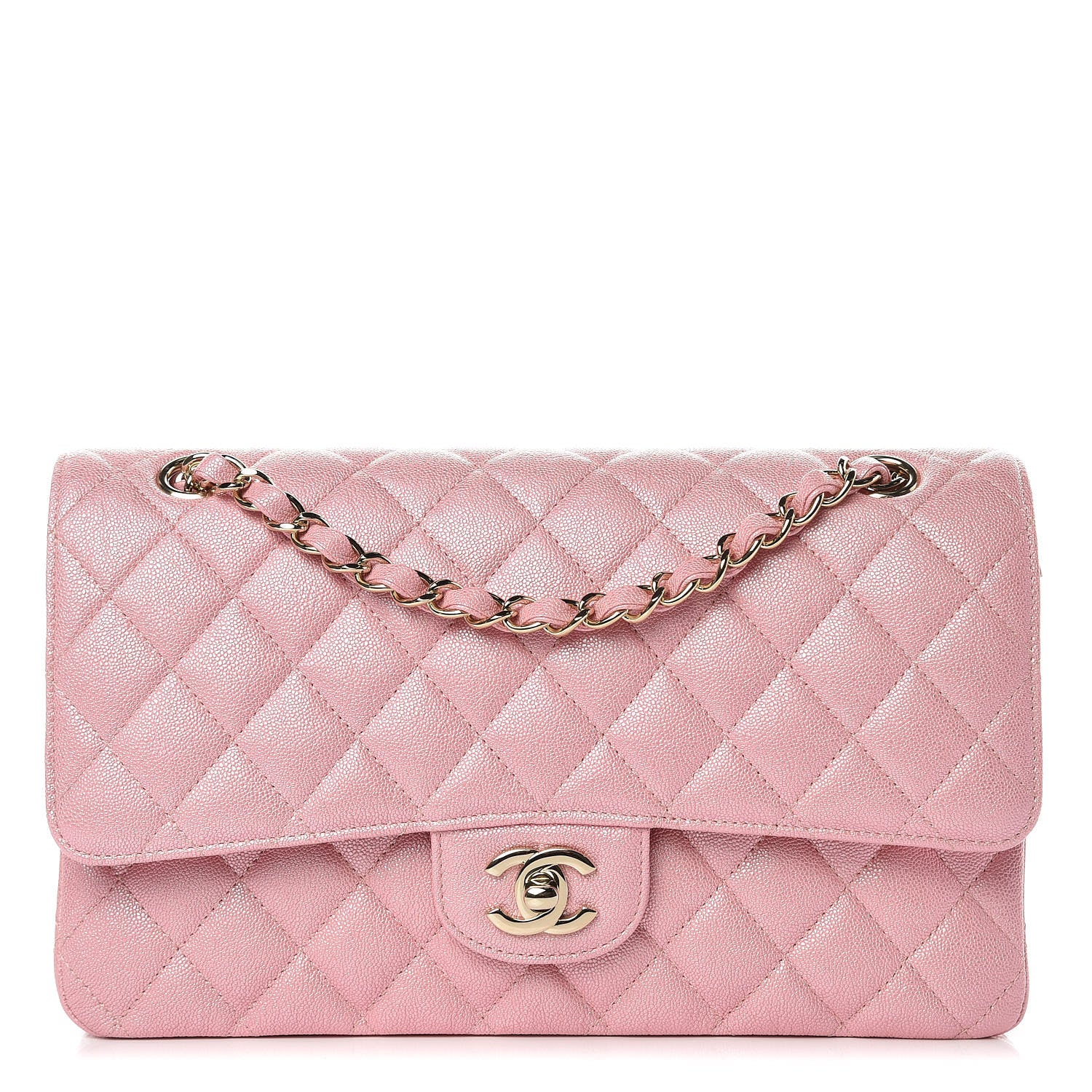 Chanel Iridescent Caviar Quilted Medium Double Flap Rose Pink 1 of 10