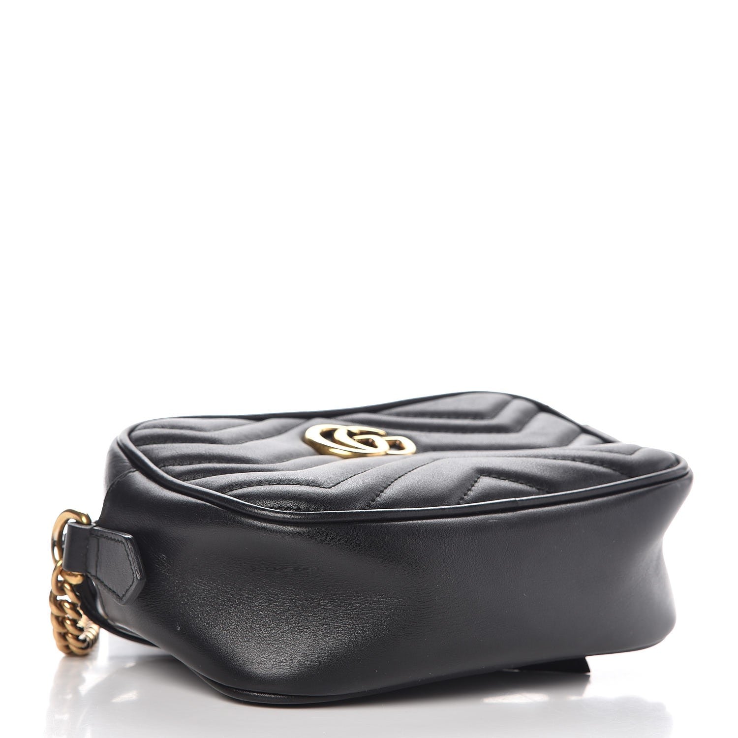 Gucci Calfskin Matelasse Mini GG Marmont Chain Shoulder Bag Black 4 of 7