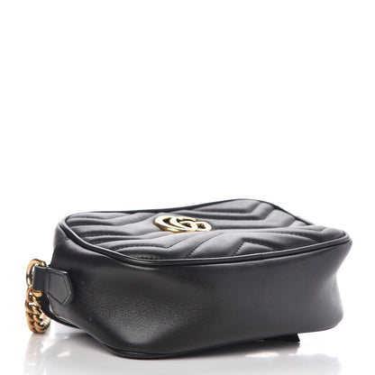 Gucci Calfskin Matelasse Mini GG Marmont Chain Shoulder Bag Black 4 of 7