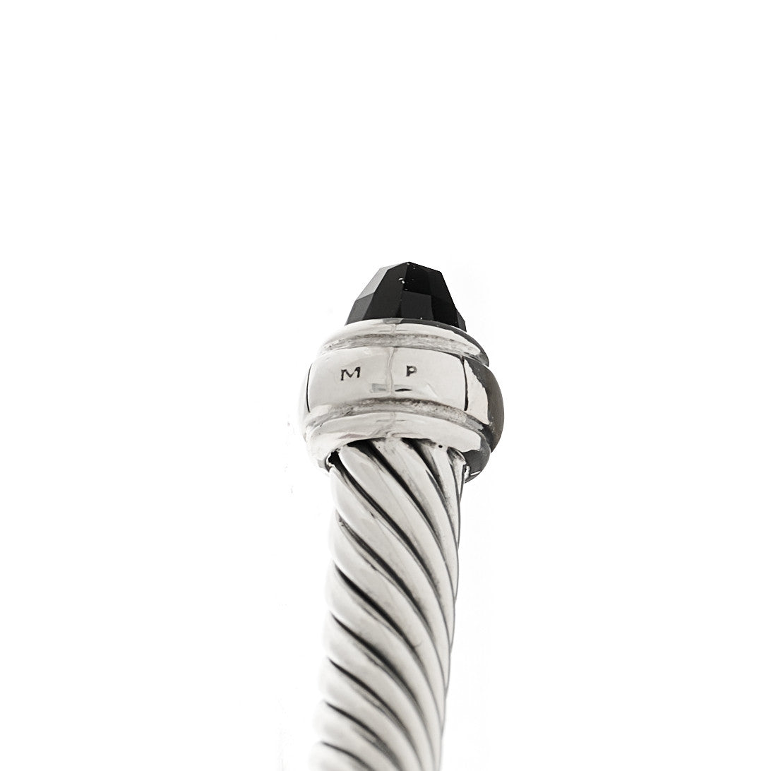 David Yurman Sterling Silver 18K Yellow Gold Black Onyx 4mm Cable Classics Bracelet 4 of 4