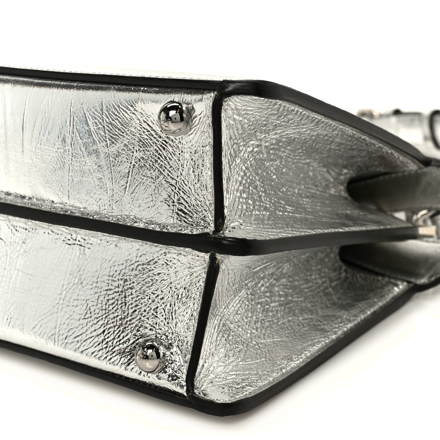 Fendi Rock Millenium Laminata Small Peekaboo I SEE U Satchel Argento 12 of 12