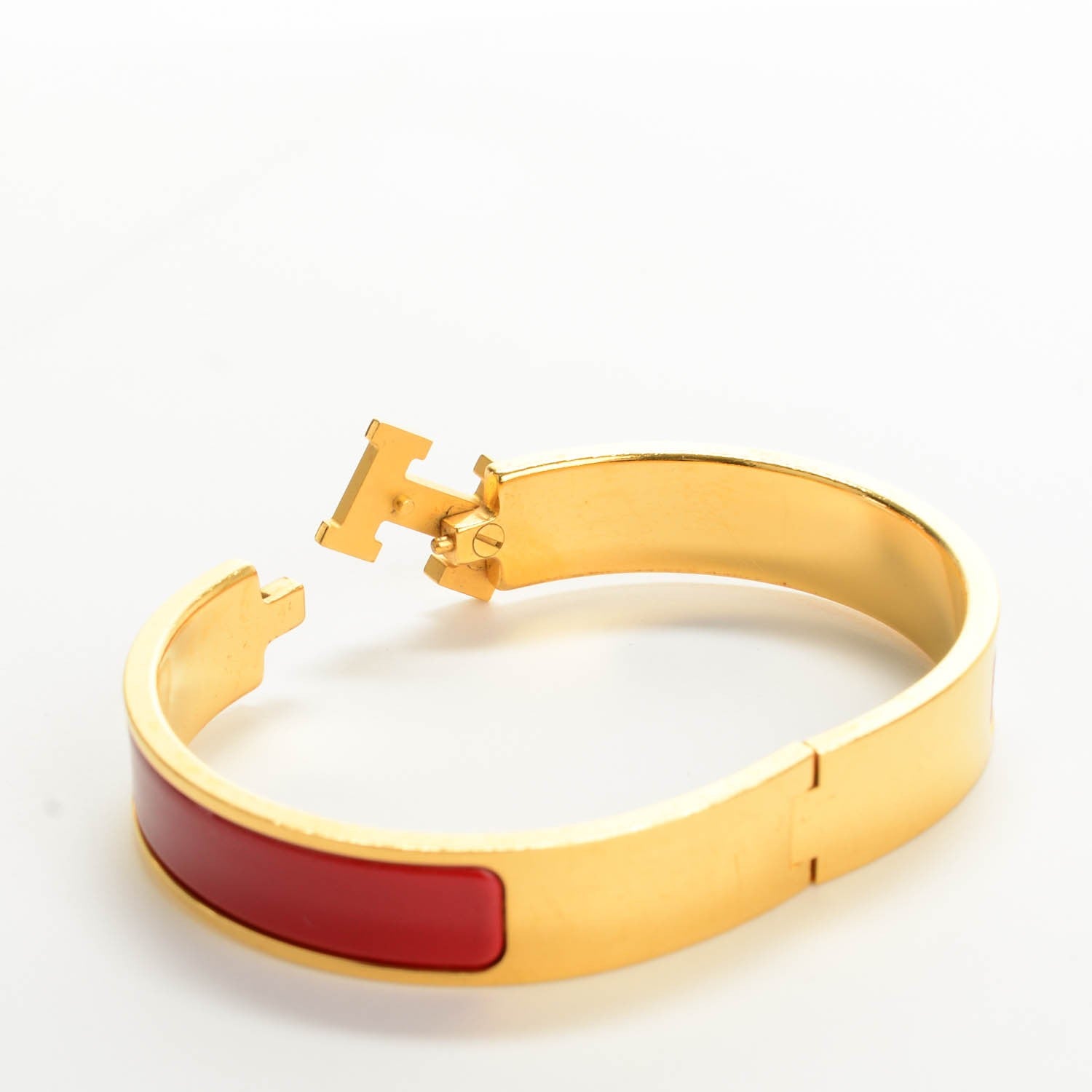 Hermes Enamel Narrow Clic Clac H Bracelet GM Rouge H 4 of 4
