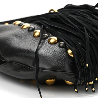 Gucci Calfskin Suede Fringe Babouska Hobo Black 9 of 10