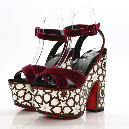Christian Louboutin Velvet Super Yaz Pearl 160 Sandals 38.5 Galata Black 3 of 7