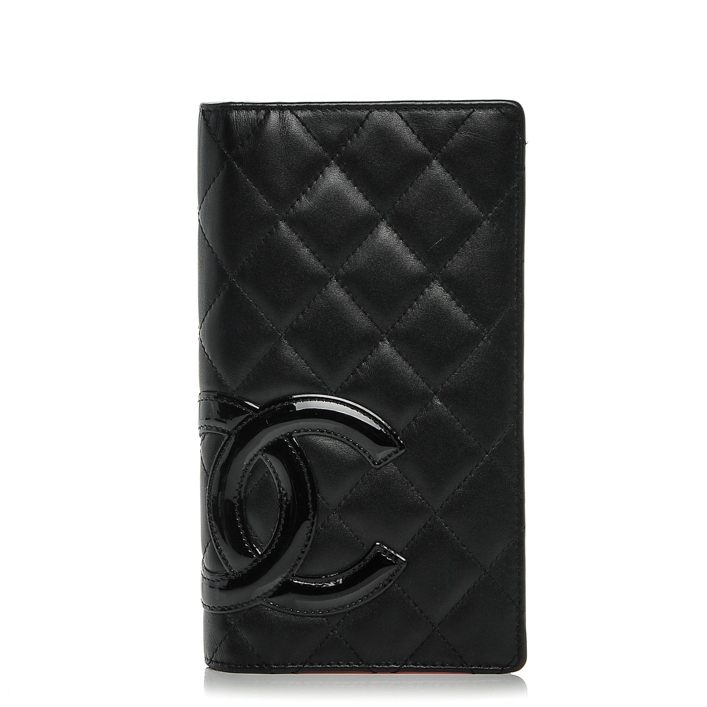 Calfskin Quilted Cambon Yen Wallet Black