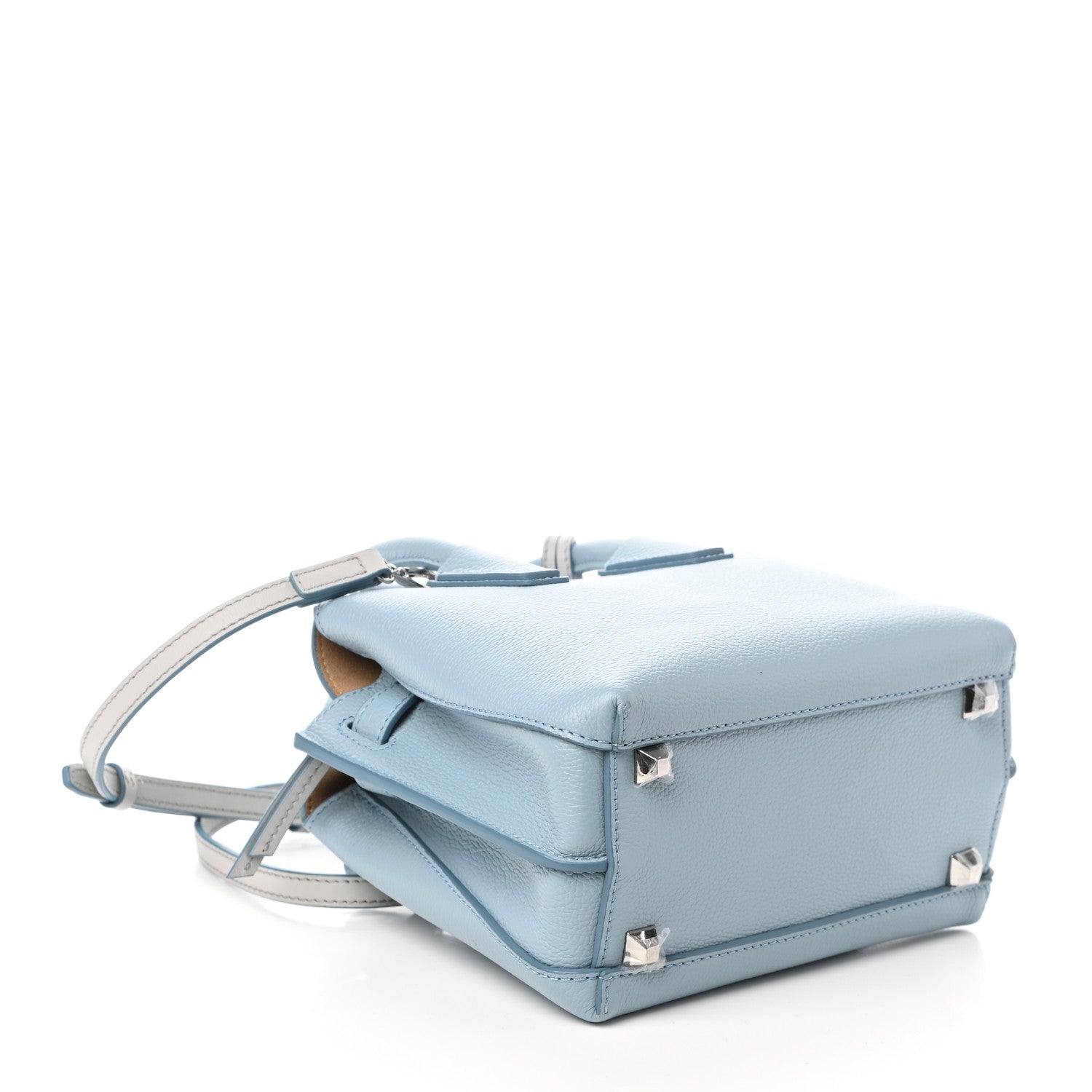 MCM Grained Calfskin Mini Milla Tote Sky Blue 4 of 9