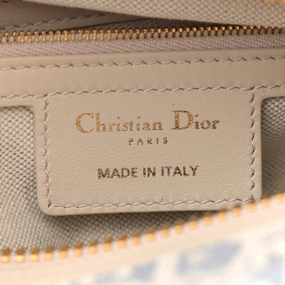 Christian Dior Oblique Chambray Raffia Effect Smooth Calfskin Small D-Journey Bag Blue Light Biscuit 6 of 11