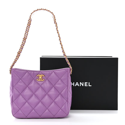 Chanel Lambskin Quilted Small Pick Me Up Hobo Purple 11 of 11