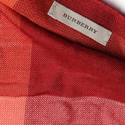 Burberry Wool Silk Gauze Half Mega Check Lightweight Scarf Red 4 of 4