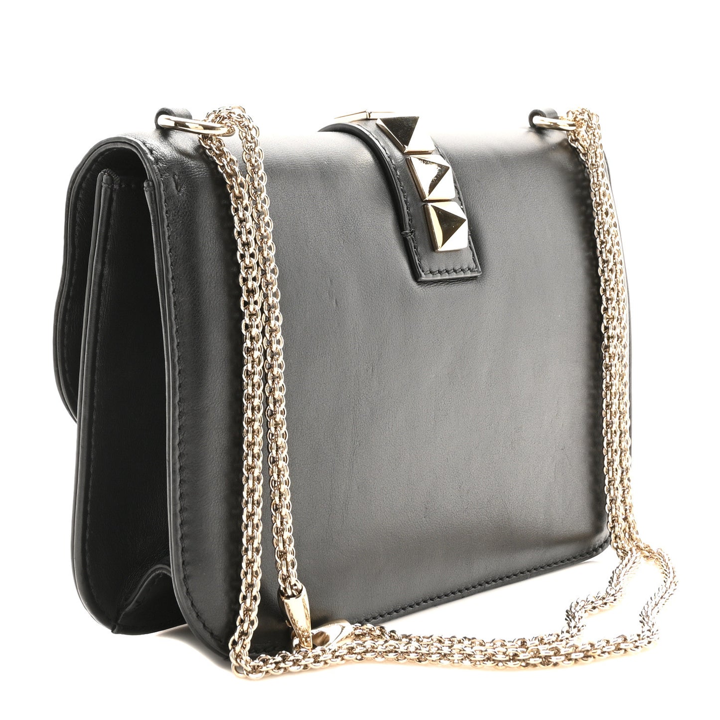 Vitello Medium Glam Lock Rockstud Flap Black