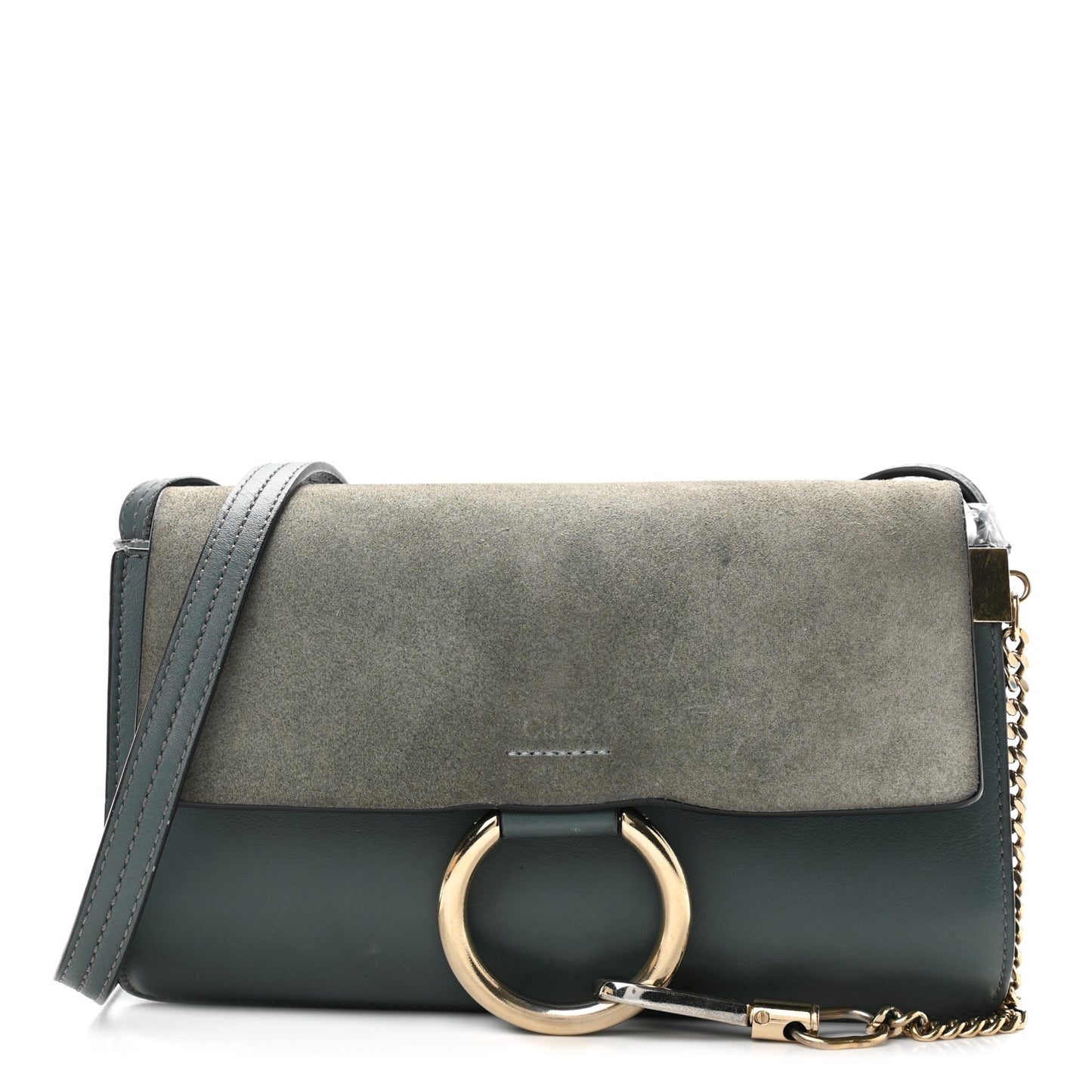 Suede Calfskin Small Faye Shoulder Bag Cloudy Blue