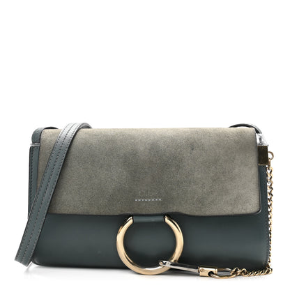 Chloe Suede Calfskin Small Faye Shoulder Bag Cloudy Blue 1 of 13