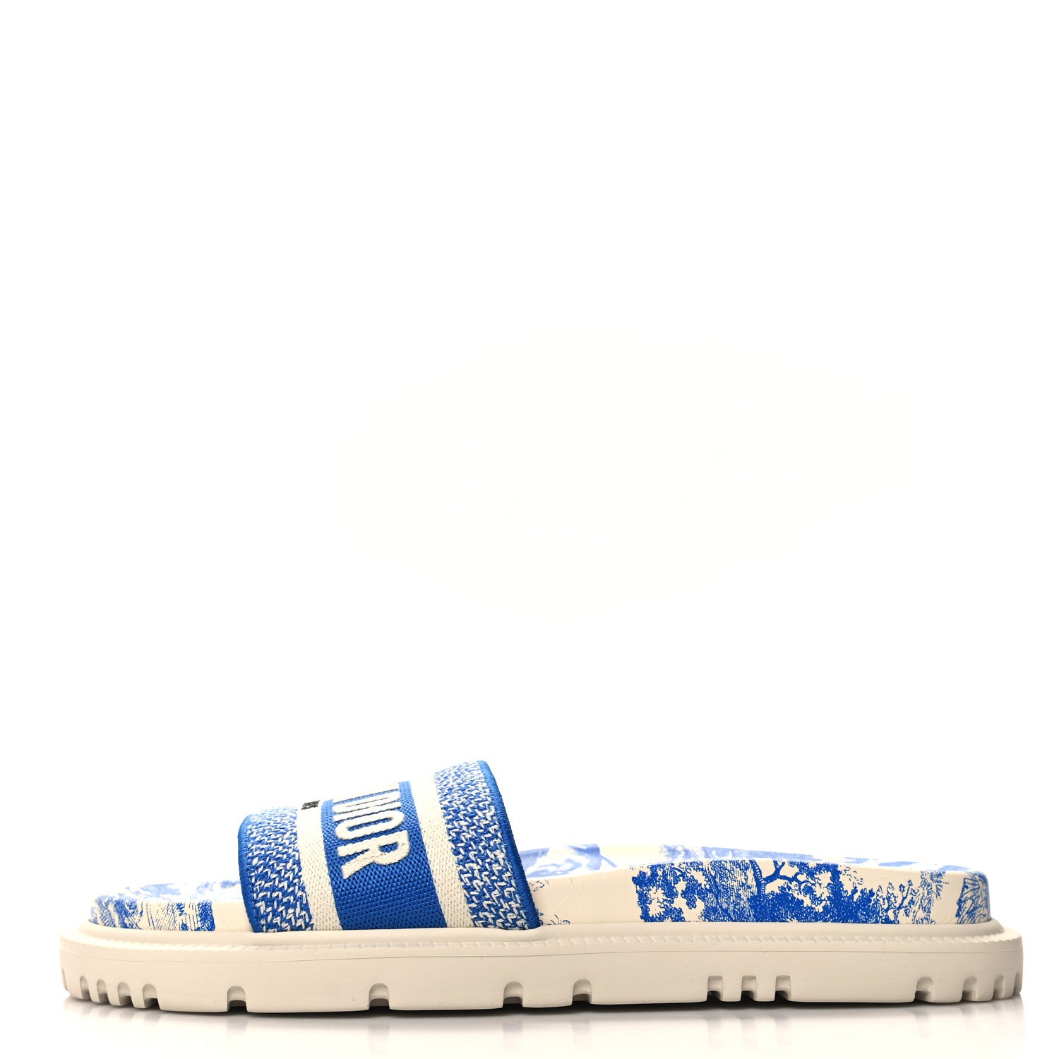 Christian Dior Canvas Toile de Jouy Embroidered Dway 10mm Slide Sandals 39.5 Blue 1 of 8
