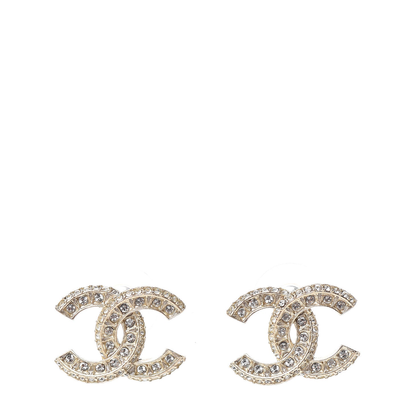 Crystal Textured CC Earrings Gold