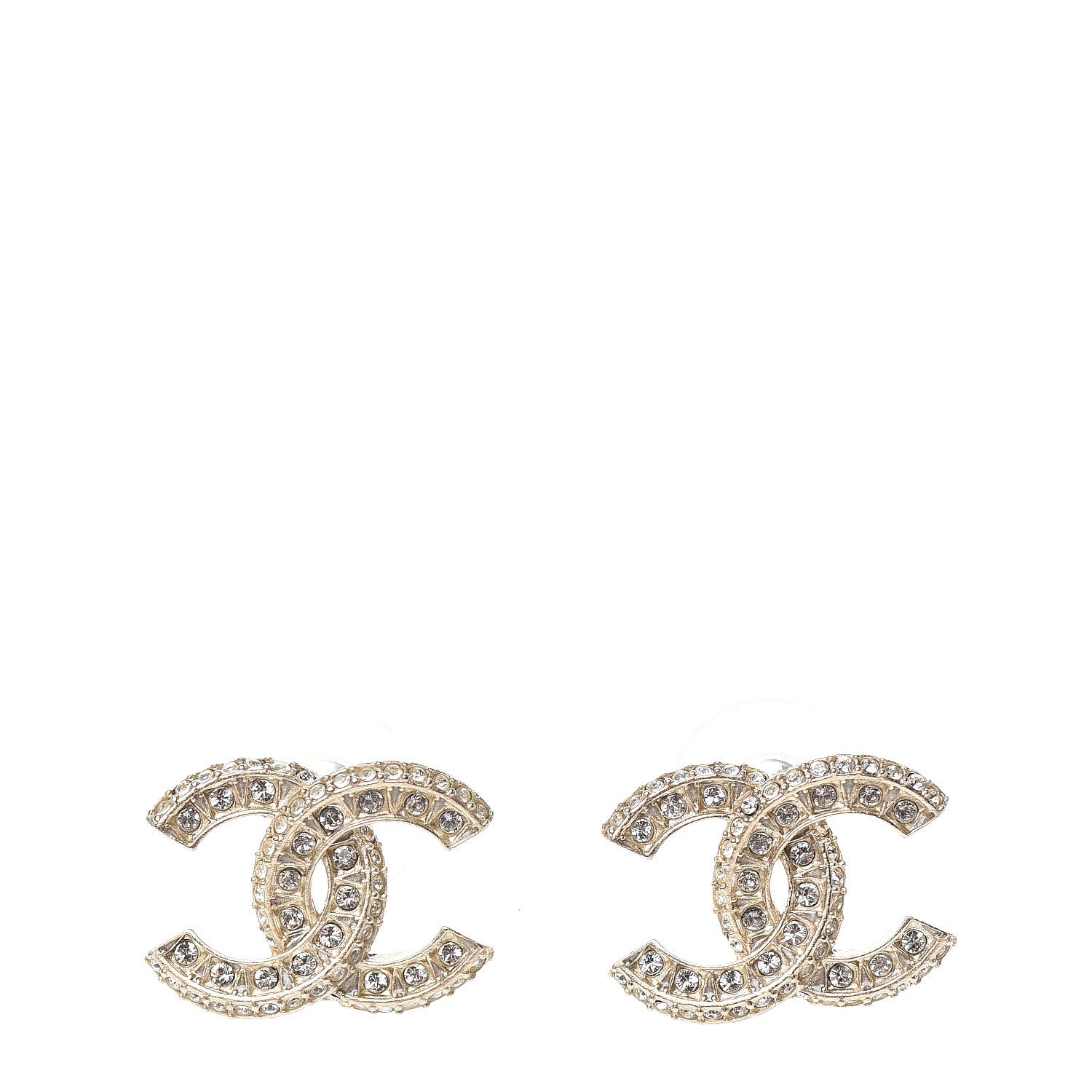 Chanel Crystal Textured CC Earrings Gold 1 of 5