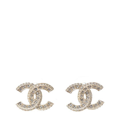 Chanel Crystal Textured CC Earrings Gold 1 of 5
