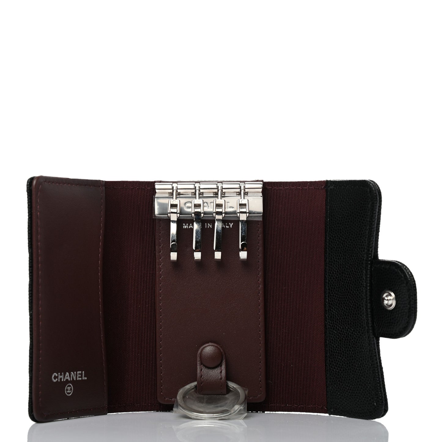 Caviar Quilted Classic 4 Key Holder Wallet Black