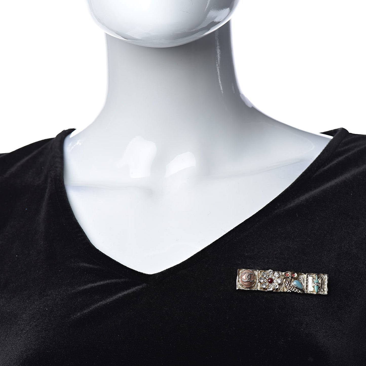 Enamel Crystal Brooch Gold Multicolor