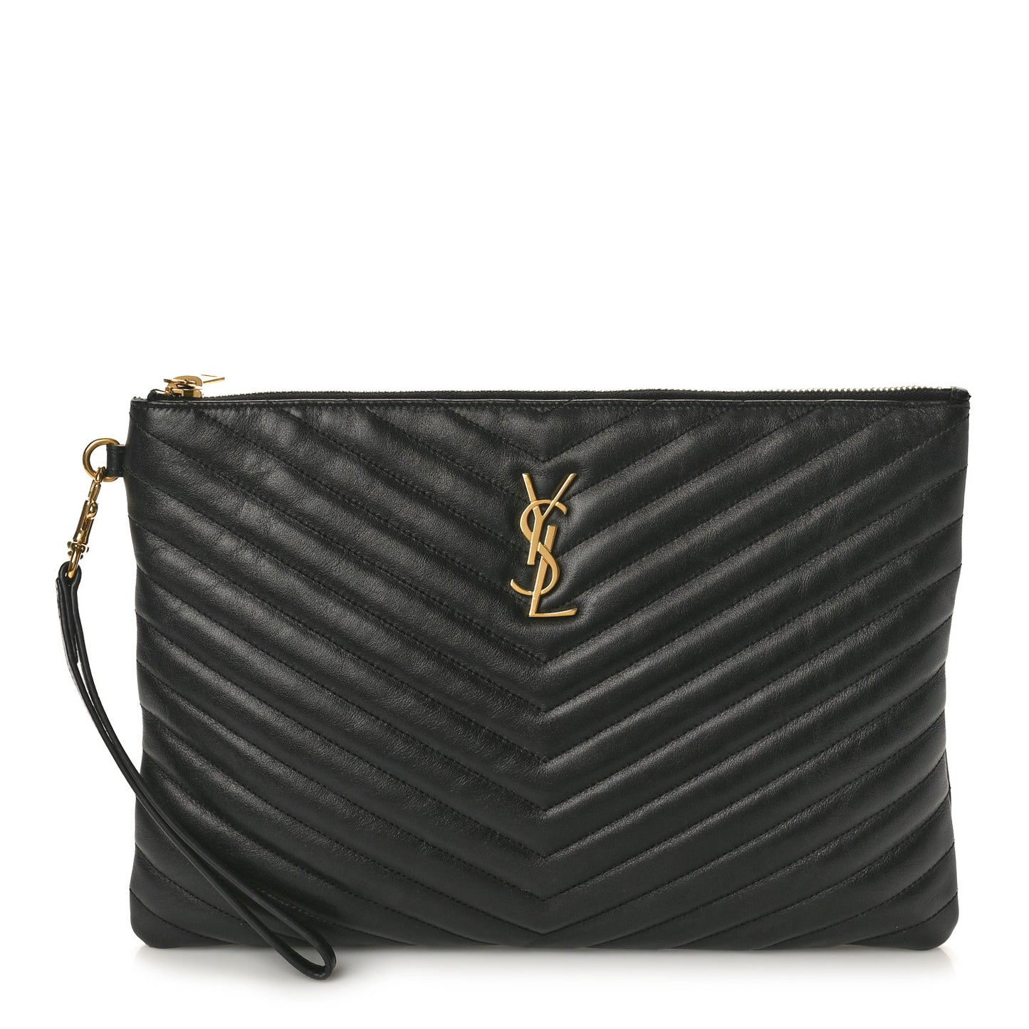 Calfskin Matelasse Monogram Cassandre Tablet Pouch Black