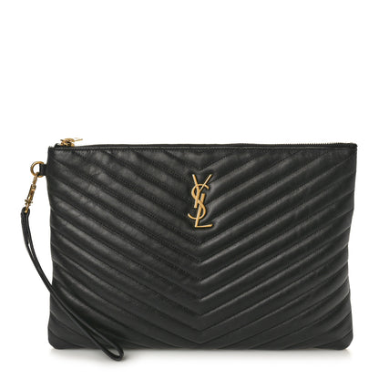 Saint Laurent Calfskin Matelasse Monogram Cassandre Tablet Pouch Black 1 of 10