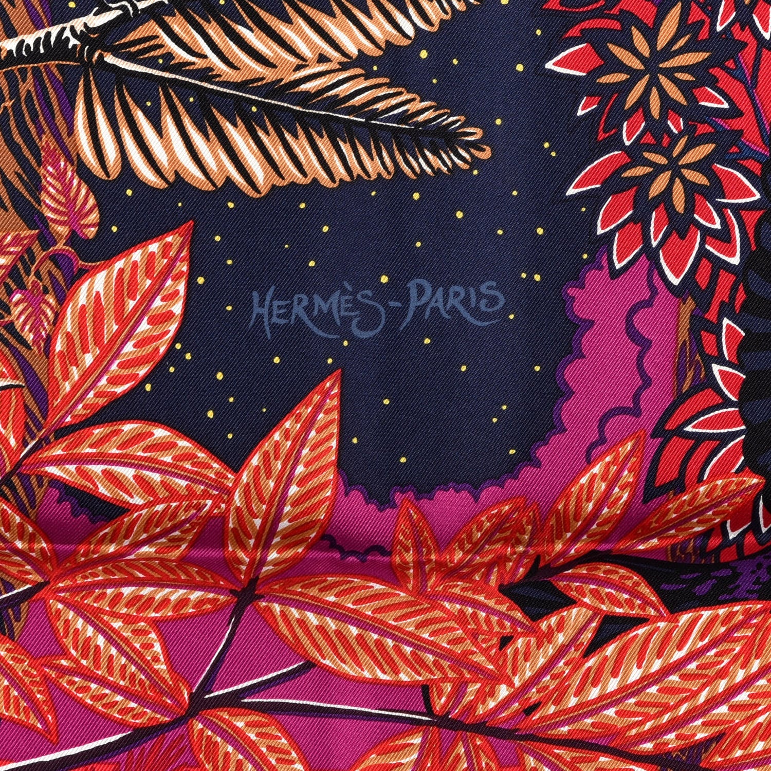 Hermes Silk Wild Singapore Scarf 90 Rouge Violet Beige 3 of 4