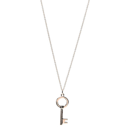 Tiffany 18K Rose Gold Modern Keys Open Round Key Pendant Necklace 1 of 7