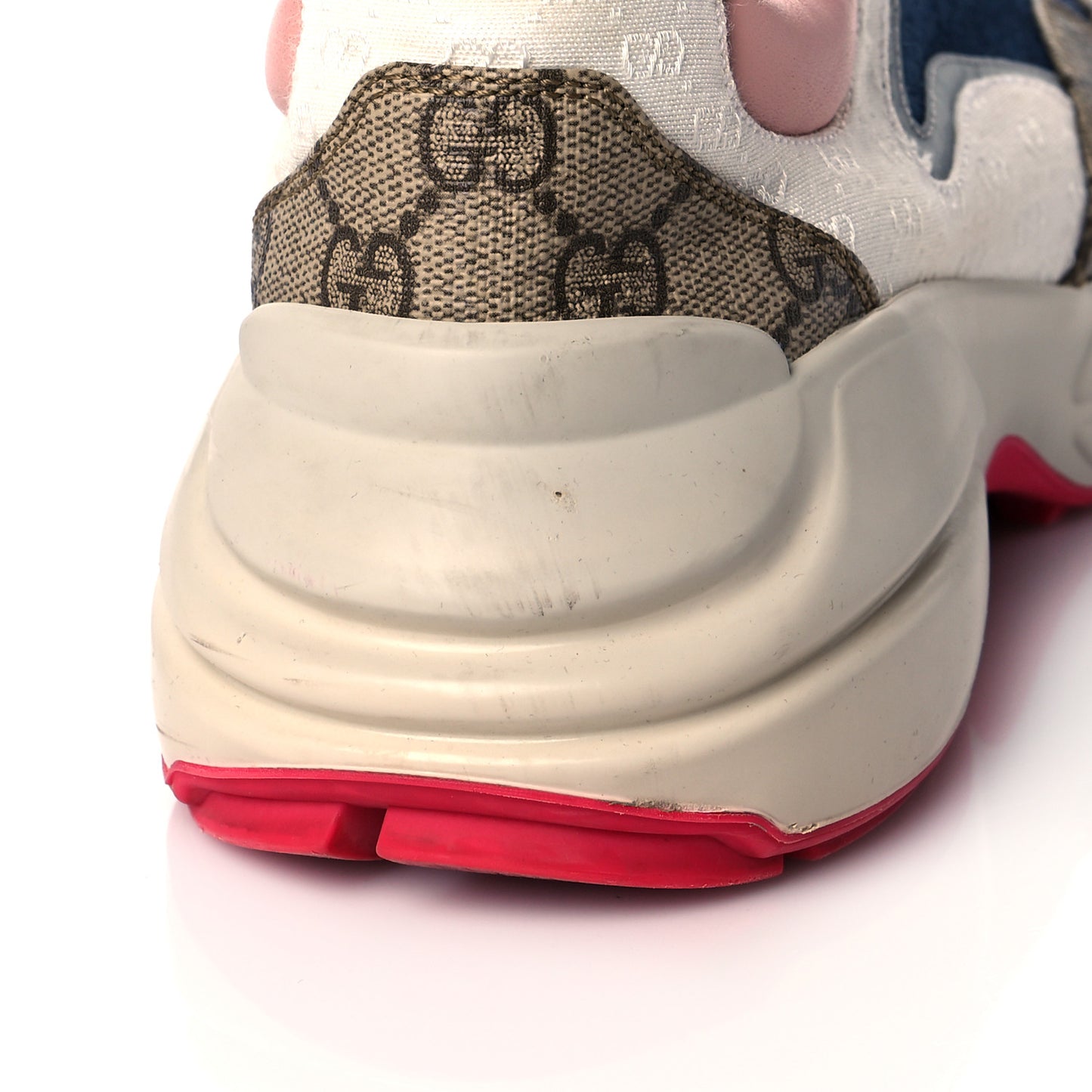 GG Supreme Monogram Mix Monogram Womens Rhyton Sneakers 36 London Blue Beige Pale Pink