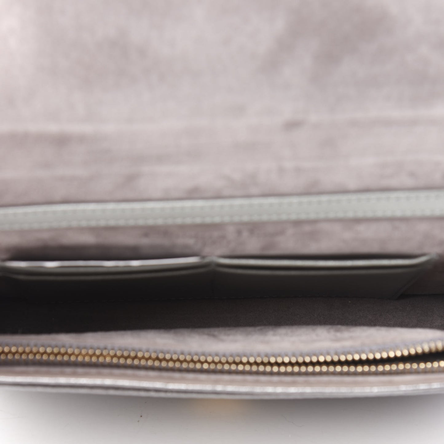 Metallic Grained Calfskin Diorama Wallet on Chain Pouch Silver
