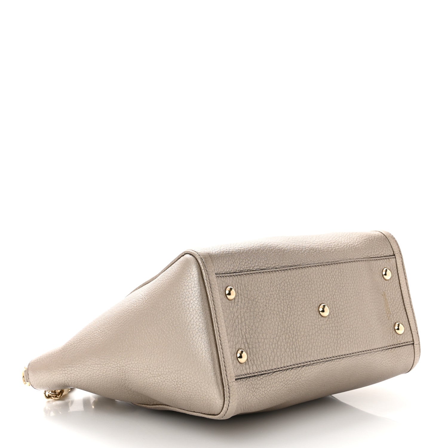 Gucci Metallic Pebbled Calfskin Small Soho Top Handle Bag Golden Beige 6 of 9