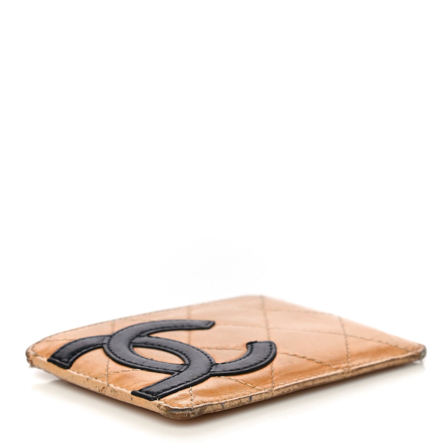 Chanel Calfskin Quilted Cambon Card Holder Beige Black 4 of 30