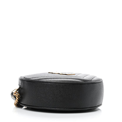 Saint Laurent Grain De Poudre Matelasse Chevron Quilted Round Vinyle Camera Bag Black 4 of 8